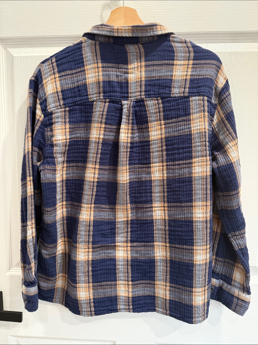 aerie Navy Blue Plaid Button-Down Shirt - Picture 3 of 3